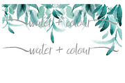 watercolor leaves up/bottom border