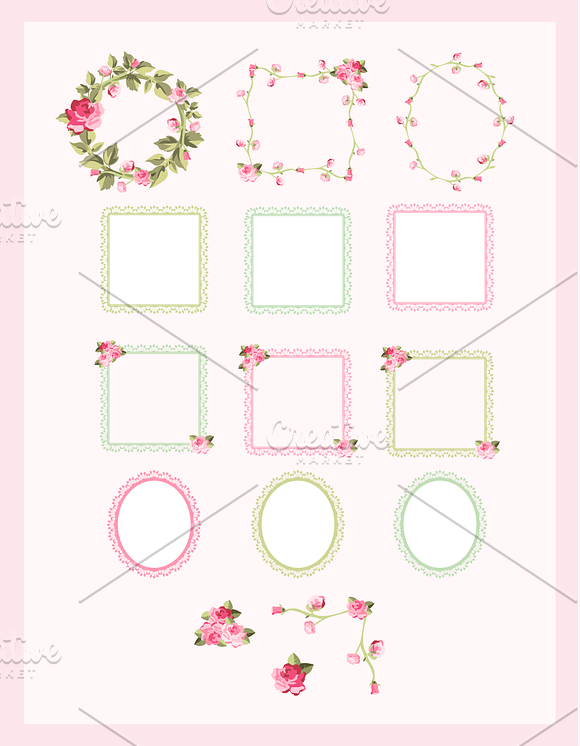 Rose Wreaths and Lace Frames Vectors in Illustrations - product preview 1
