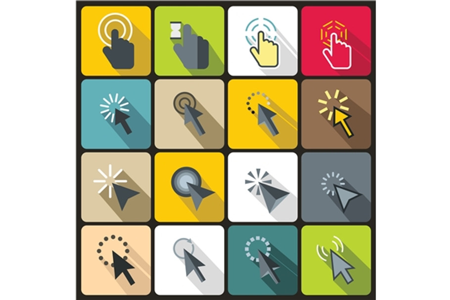 Mouse pointer icons set, flat style in Graphics - product preview 8