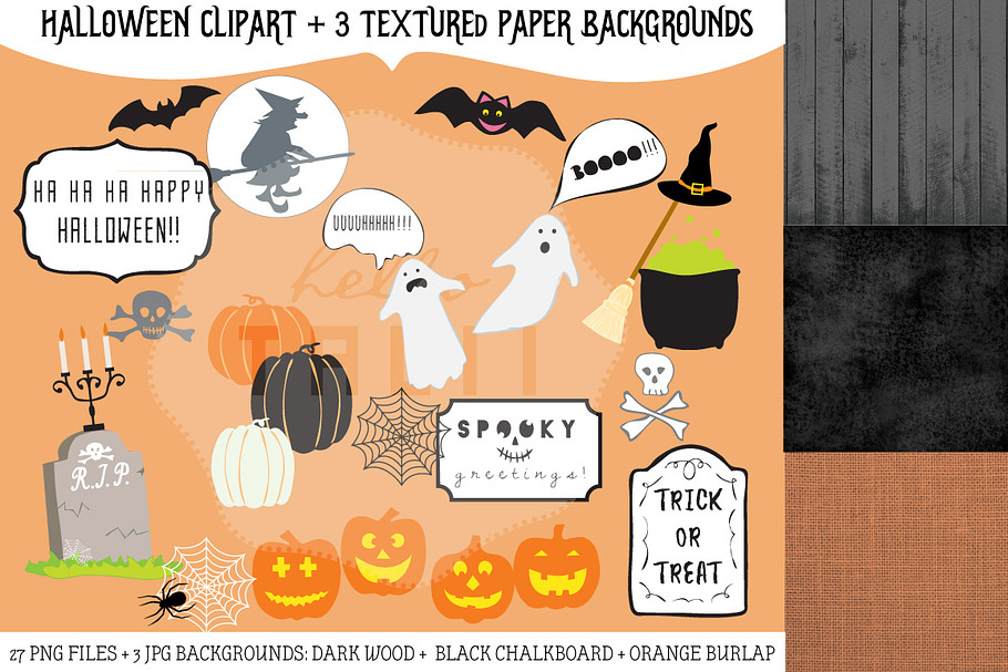 Halloween Clip Art + Papers