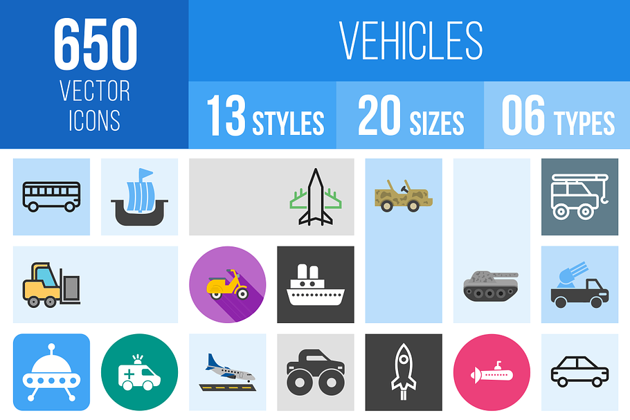 650 Vehicles Icons in Graphics - product preview 8