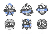 Ski resort logo emblems vector