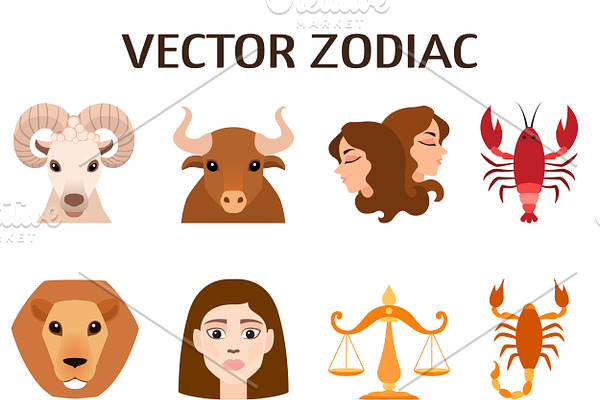 Set of zodiac stylized icons vector