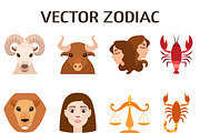 Set of zodiac stylized icons vector