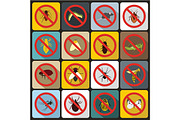 No insect sign icons set, flat style