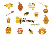 Honey icons vector set