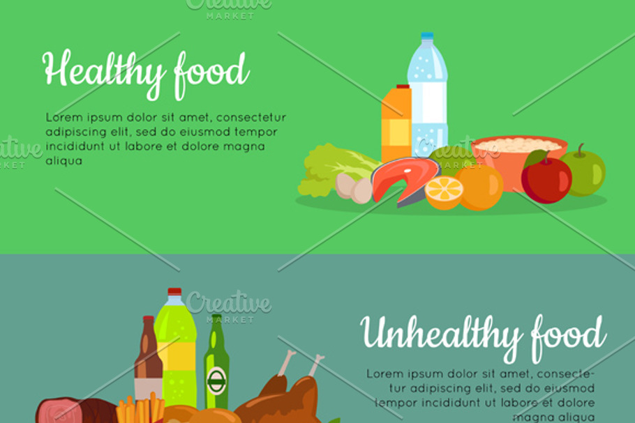 Healthy and Unhealthy Food in Illustrations - product preview 8