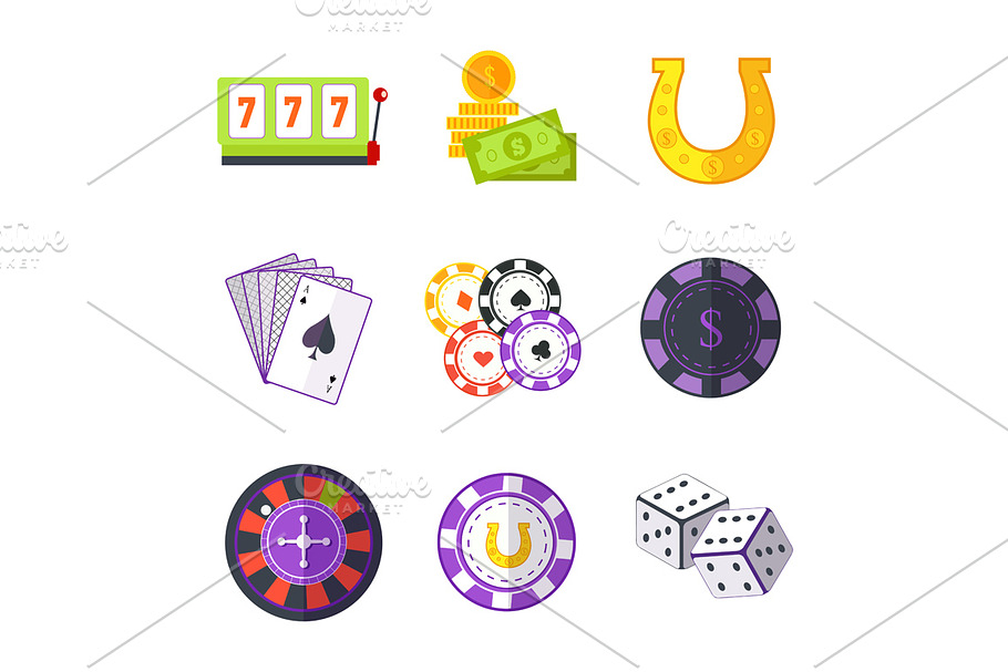 Set of Gambling Accessories in Illustrations - product preview 8