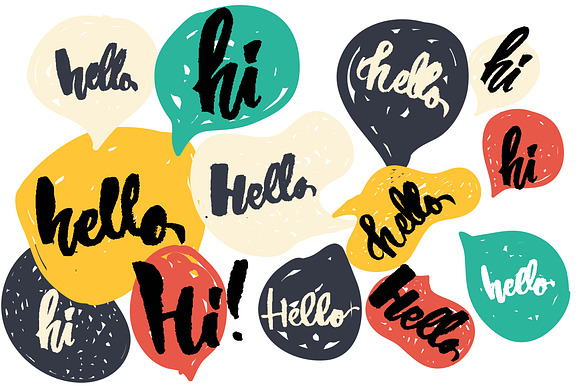 Speech bubbles set "Hello" in Illustrations - product preview 1