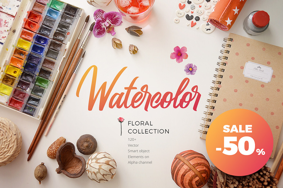 -50% Sale. Watercolor Collection in Illustrations - product preview 8