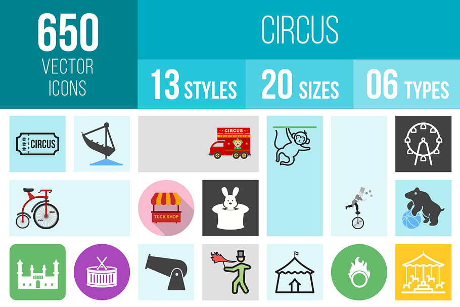 650 Circus Icons in Graphics - product preview 8