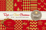 Red and Gold Christmas Digital Paper
