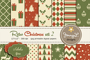 Retro Christmas Digital Papers 2