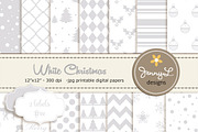 White Christmas Digital Papers