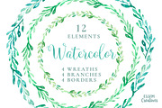 Watercolor Wreaths & Branches