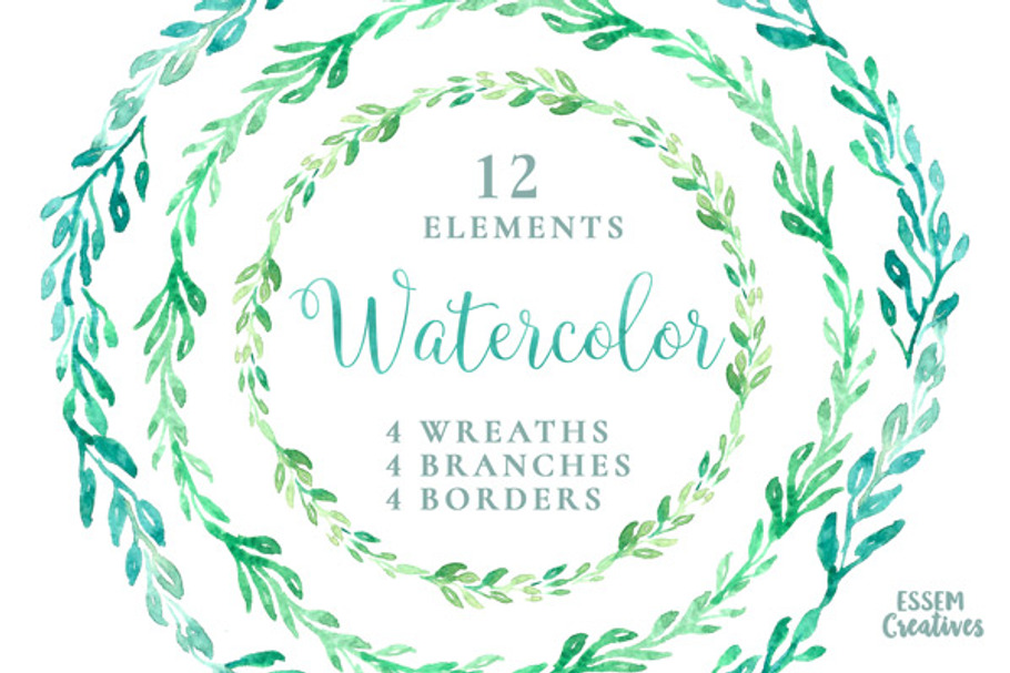 Watercolor Wreaths & Branches