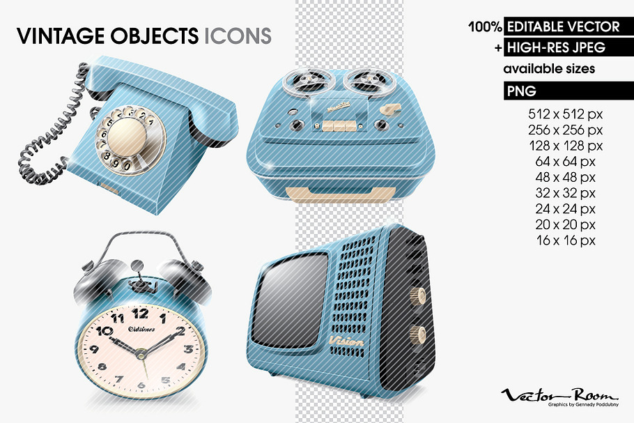 Vintage Objects Icons in Graphics - product preview 8