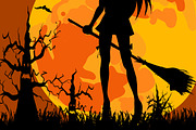 Halloween background with witch