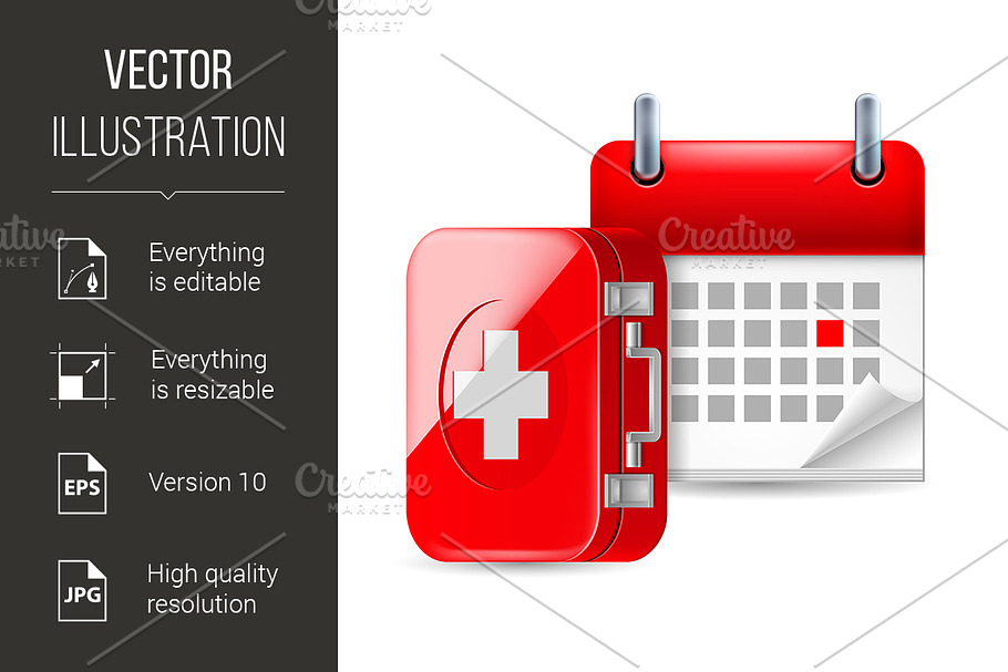 Aid and calendar icon in Graphics - product preview 8