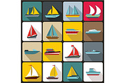 Boat and ship icons set