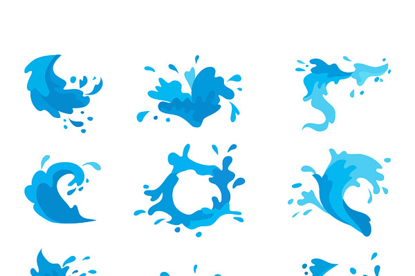 Water splashes collection vector
