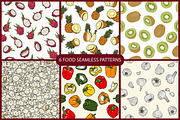 6 food seamless patterns