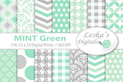 Mint and Grey Digital Paper