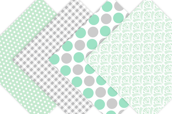Mint and Grey Digital Paper in Patterns - product preview 2