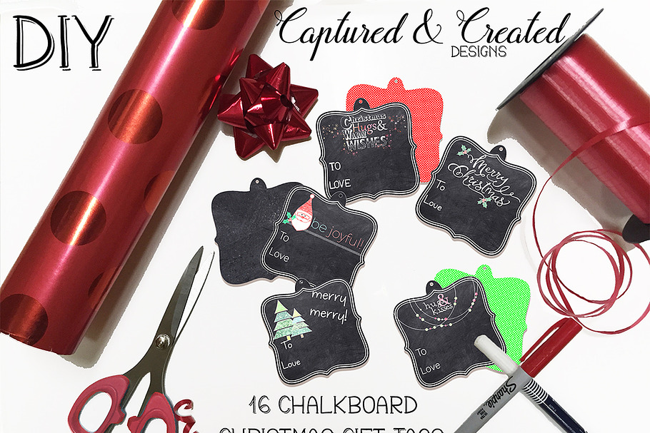 DIY - 16 Chalkboard Christmas Tags in Objects - product preview 8