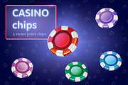 Set of colorful casino chips. Vector