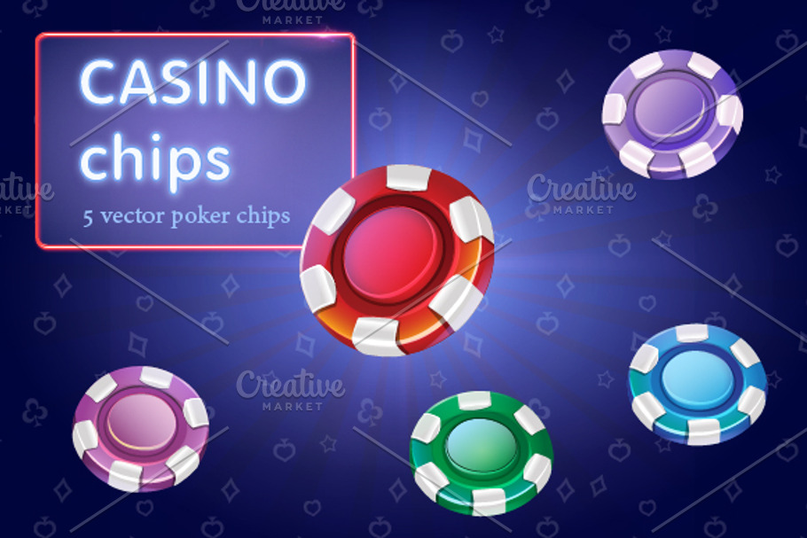Set of colorful casino chips. Vector in Objects - product preview 8