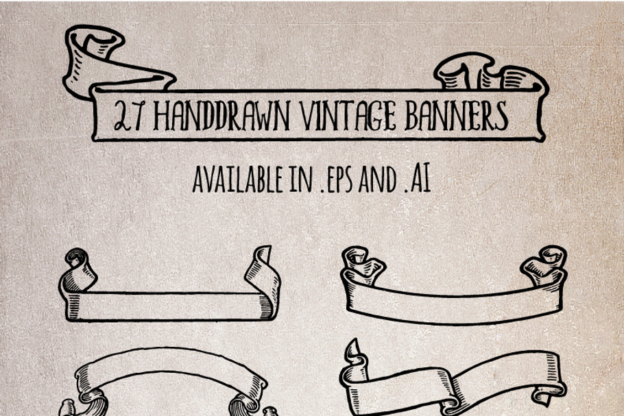 27 Handdrawn Vintage Banners
