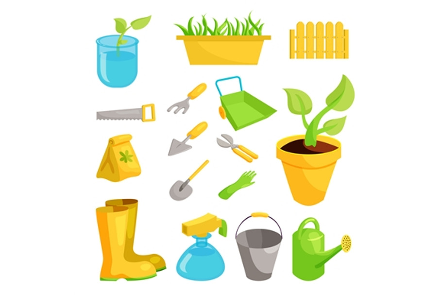 Garden icons set, cartoon style in Objects - product preview 8