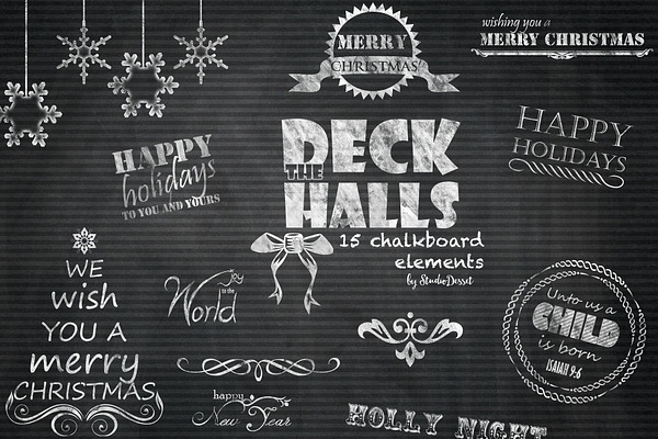 Deck the Halls - Chalkboard Cliparts