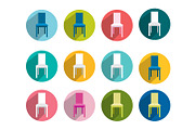 collection of flat colorful chair
