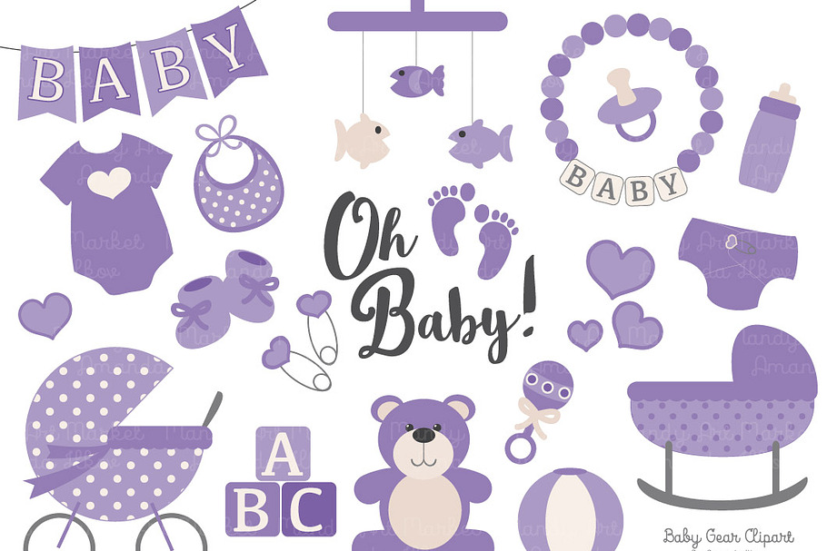 Purple Baby Clipart in Illustrations - product preview 8