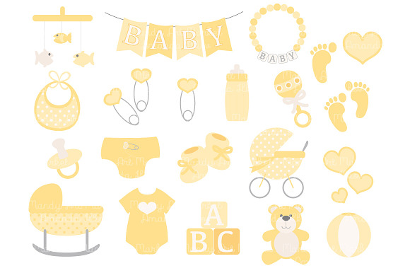 Vector Baby Clipart in Sunshine in Illustrations - product preview 1