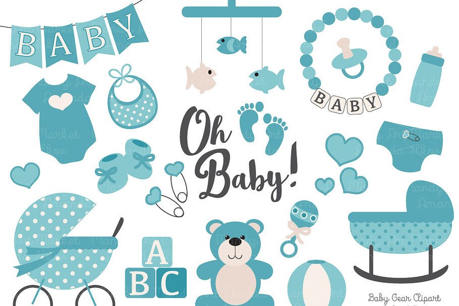 Vintage Blue Baby Clipart