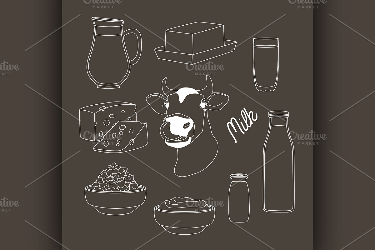 Milk set products in Illustrations - product preview 8