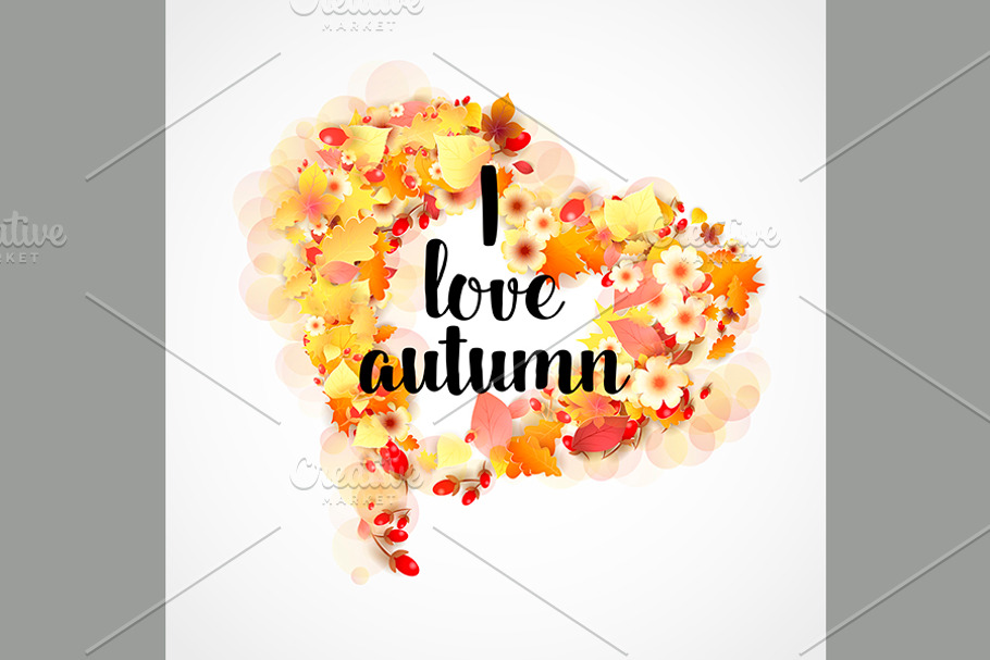 Autumn Frame in Shape of Heart in Illustrations - product preview 8