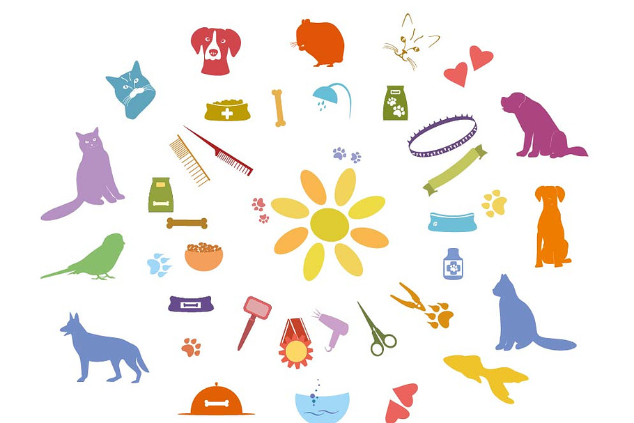 Pets icons vector set
