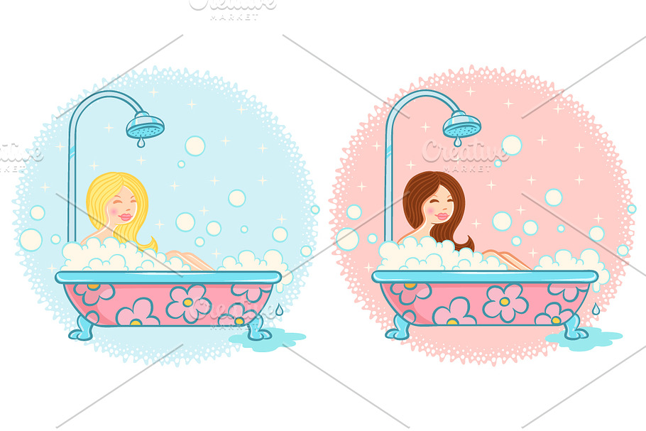 Girl in bathroom in Illustrations - product preview 8