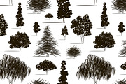 Trees sketch set pattern