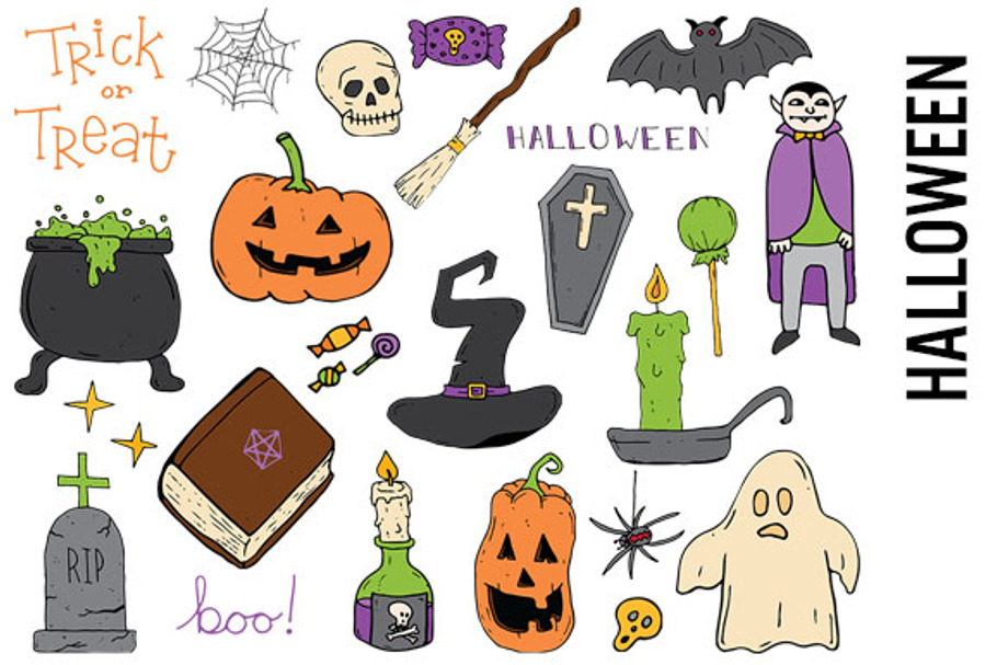 Halloween Doodle Clipart in Illustrations - product preview 8