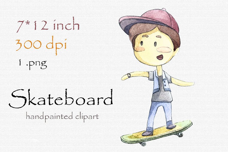 Digital clipart, skateboard