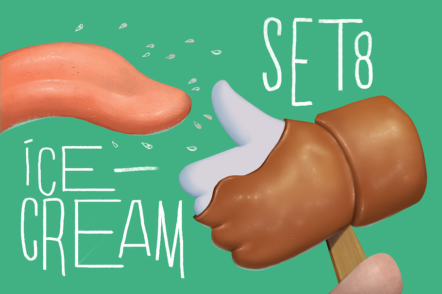 Set of ice cream shapes  in Objects - product preview 8