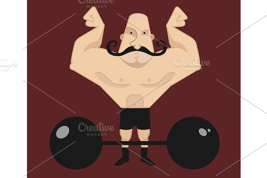 Huge bald circus athlete. Vector in Illustrations - product preview 8