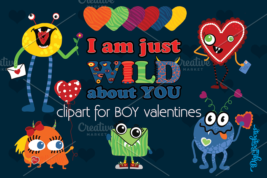 Valentine Monsters for Boys