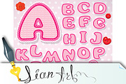 Child alphabet - lace letters, pink