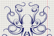 Hand drawn pen sketch octopus
